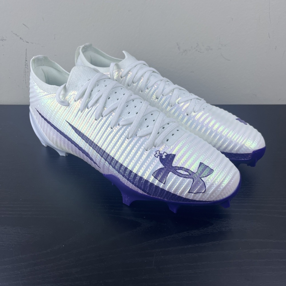 Under Armour UA Blur Pro Football Cleats Men's Size 12.5 White Purple 3028220